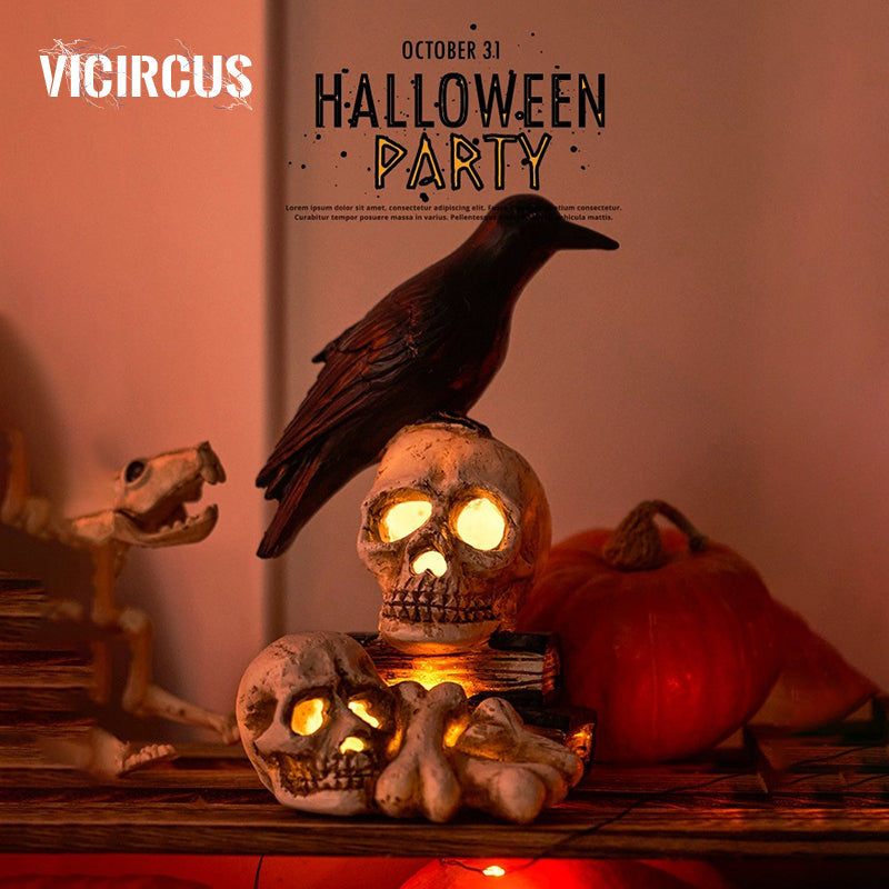 Lampada teschio corvo di Halloween-XYS