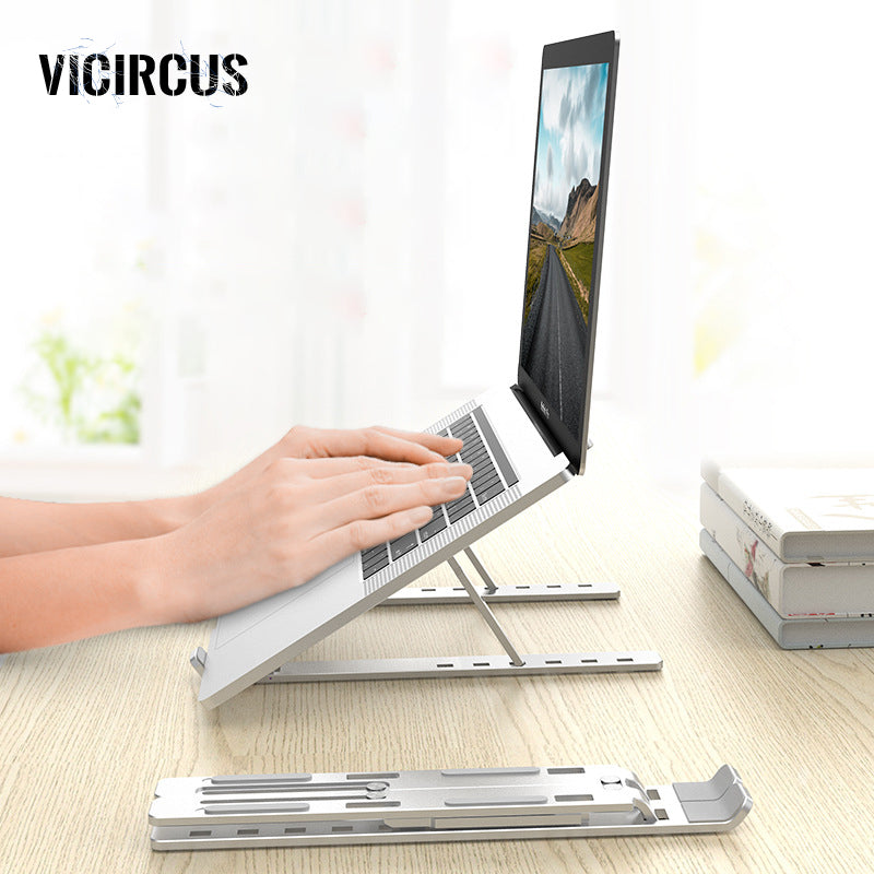Supporto portatile pieghevole in lega di alluminio per laptop con raffreddamento e sollevamento-N3