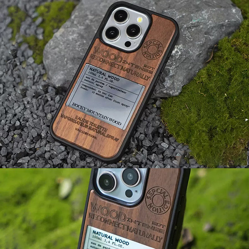 Natural Wood Grain Material & Electroplated Mirror Glue Phone Case-WK03