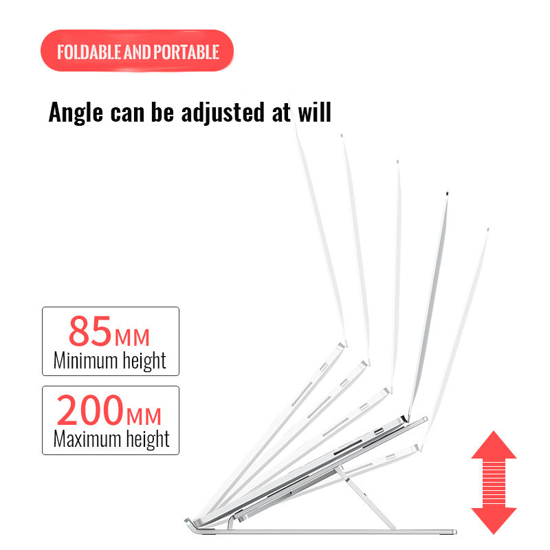 Supporto portatile pieghevole in lega di alluminio per laptop con raffreddamento e sollevamento-N3