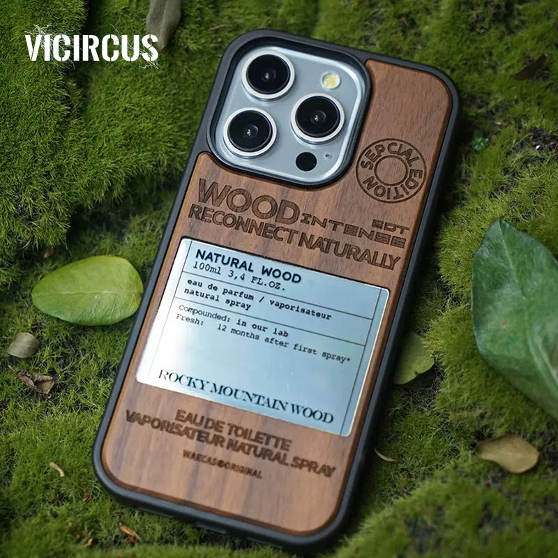 Natural Wood Grain Material & Electroplated Mirror Glue Phone Case-WK03